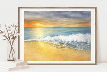 Load image into Gallery viewer, Sandpiper Sunset 12x16 watercolor painting, prints, and cards
