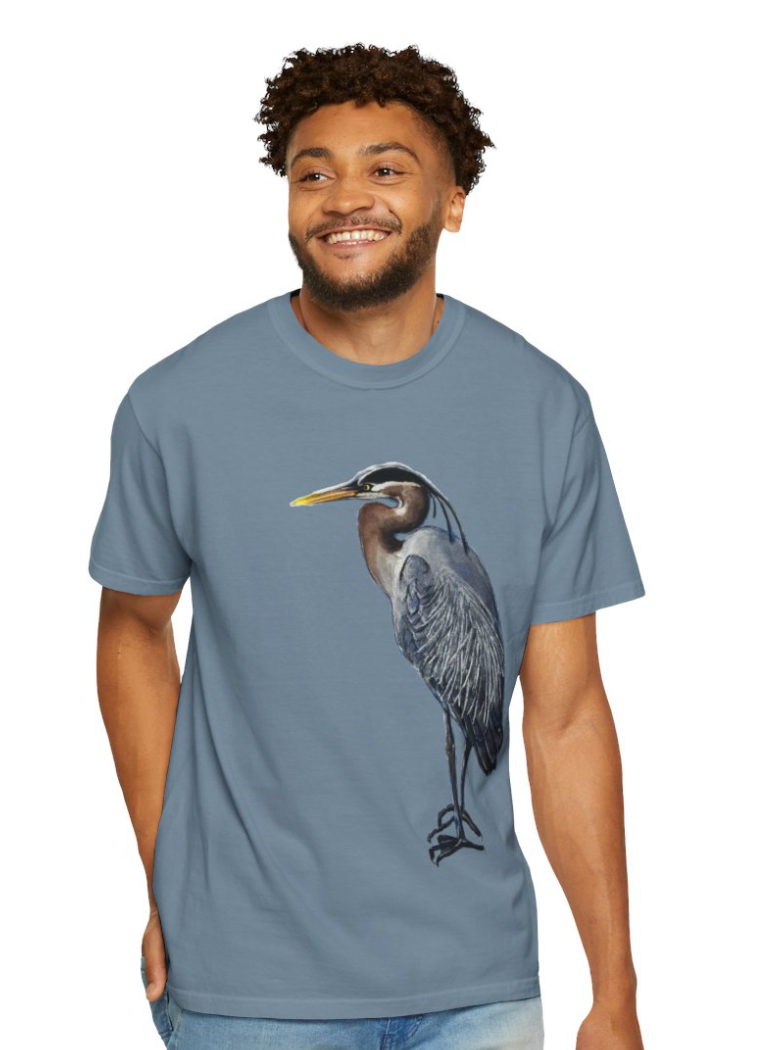 Great Blue Heron T-Shirt, Eco-Friendly Bird Lover Tee, Unisex Gift, Nature Inspired Apparel, Perfect for Outdoor Enthusiasts