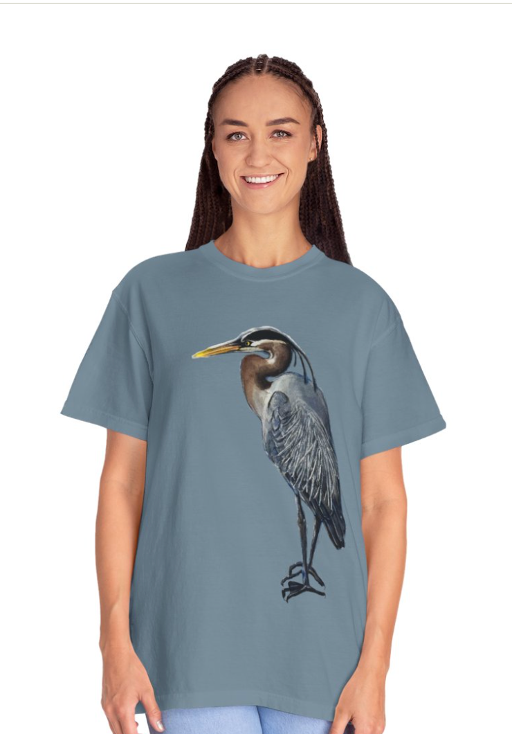 Great Blue Heron T-Shirt, Eco-Friendly Bird Lover Tee, Unisex Gift, Nature Inspired Apparel, Perfect for Outdoor Enthusiasts