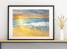 Load image into Gallery viewer, Sandpiper Sunset 12x16 watercolor painting, prints, and cards
