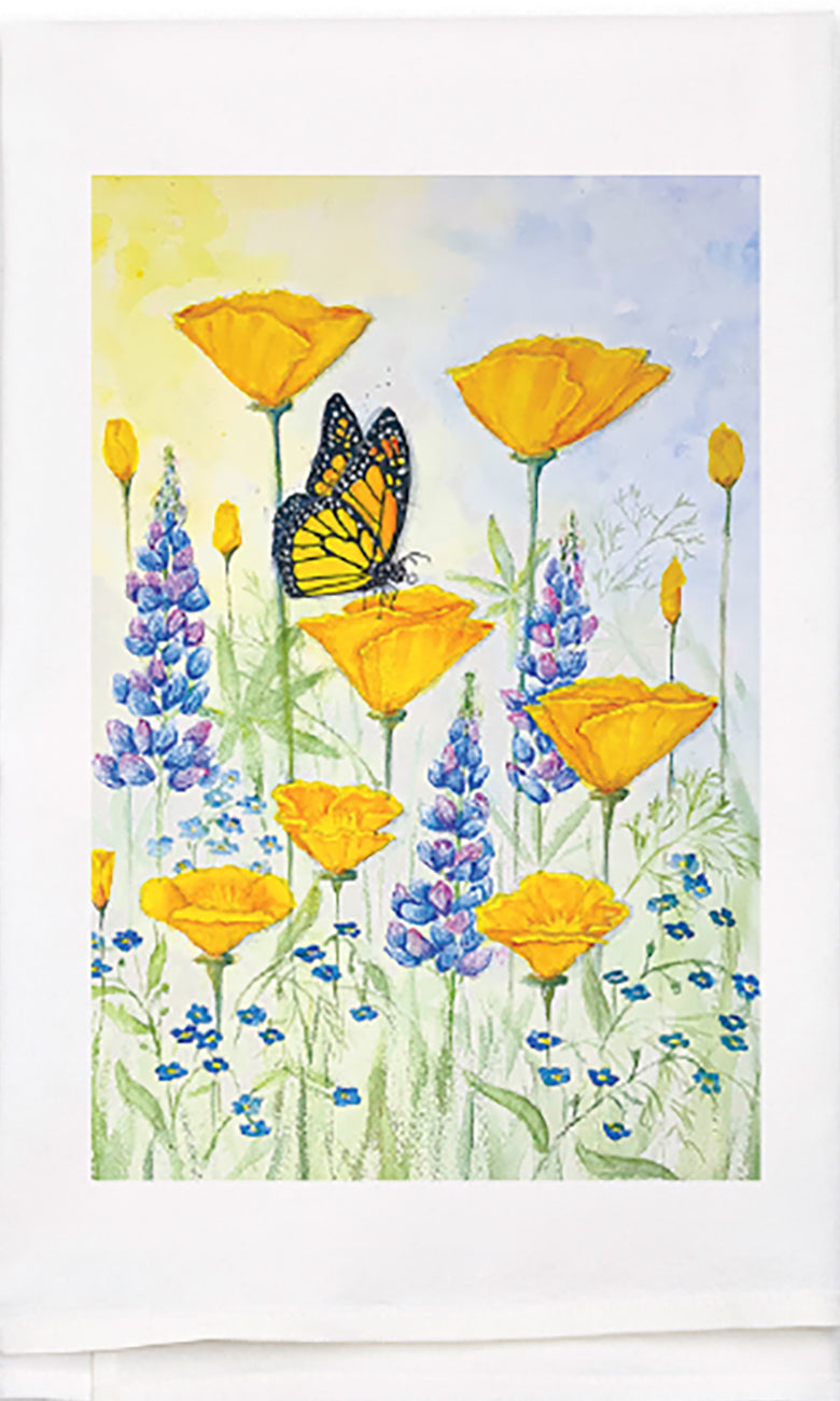 Monarch and Poppies Kitchen Tea Towel