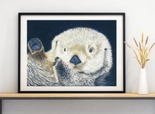 Load image into Gallery viewer, Sea Otter 12x16  Watercolor Painting, Prints, and Cards
