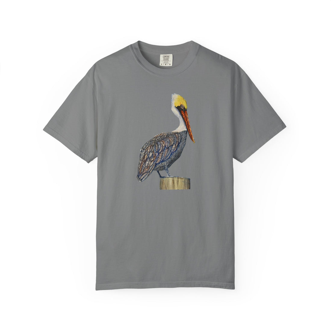 Brown Pelican Illustration T-Shirt | Coastal Bird Art