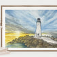 Sunset Lighthouse 12x16 Watercolor Painting