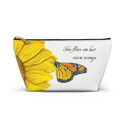 Monarch and Sunflower Accessory Pouch w T-bottom