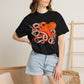 Red Octopus Illustration T-shirt | Marine Sea Creature Graphic Tee