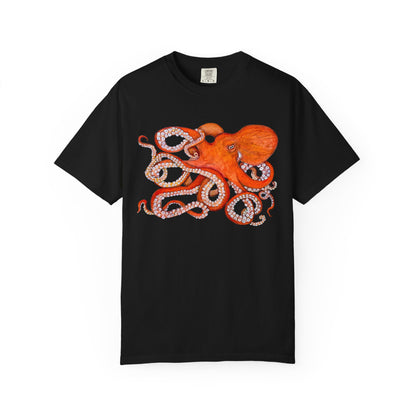 Red Octopus Illustration T-shirt | Marine Sea Creature Graphic Tee
