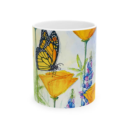 Monarch and Poppy Ceramic Mug, (11oz, 15oz)