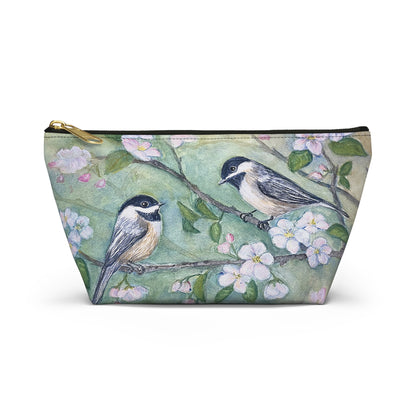 Chickadees and Cherryblossoms Accessory Pouch w T-bottom