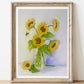 Bumblebee and Yellow Sunflowers 11x14 Watercolor Painting