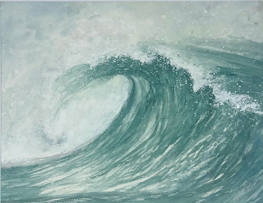 Green Wave. 11x14 Hand-Painted Watercolor Painting, Prints, and Cards