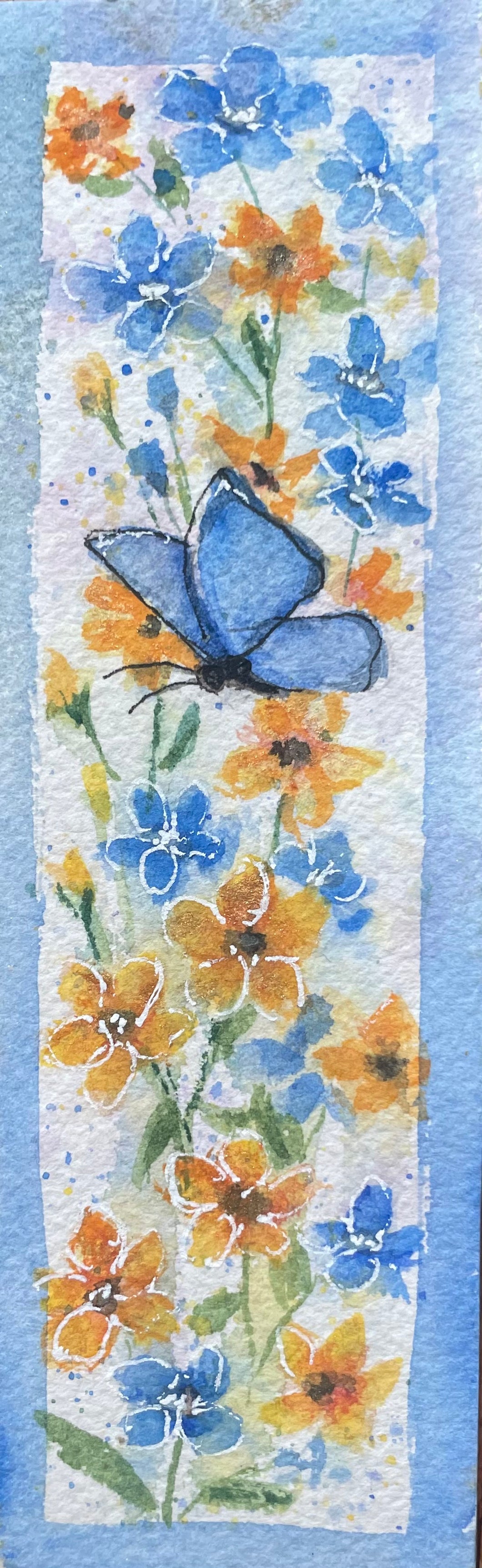 Set of 2 Blue Butterfly Hand Painted Bookmark