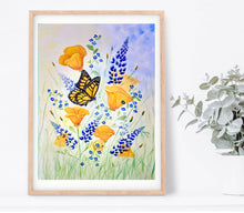 Load image into Gallery viewer, Monarch Butterfly, Poppies, and Lupines
