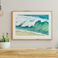 Summer Beach Wave 8x10 Watercolor Painting, Prints, and Cards