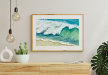 Load image into Gallery viewer, Summer Beach Wave 8x10 Watercolor Painting, Prints, and Cards
