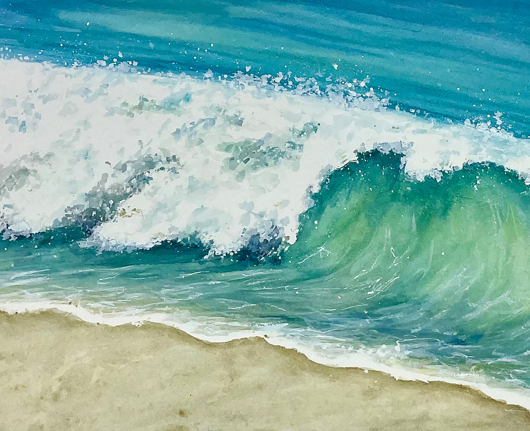 Summer Beach Wave 8x10 Watercolor Painting, Prints, and Cards