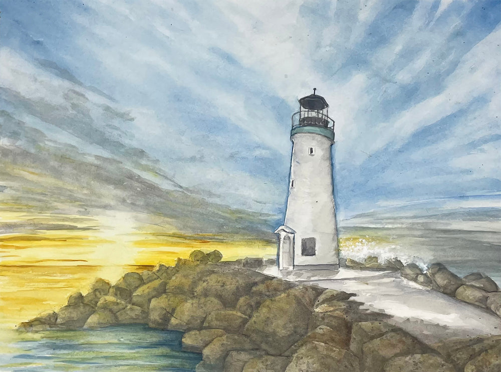 Lighthouse at Sunset Santa Cruz Walton Lighthouse Prints and Cards