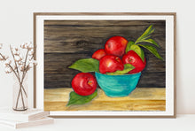 Load image into Gallery viewer, Red Apple Still Life Watercolor Painting
