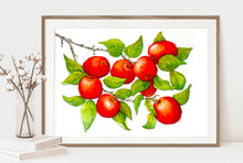 Load image into Gallery viewer, Apple Tree Branch with Red Apples Watercolor Painting
