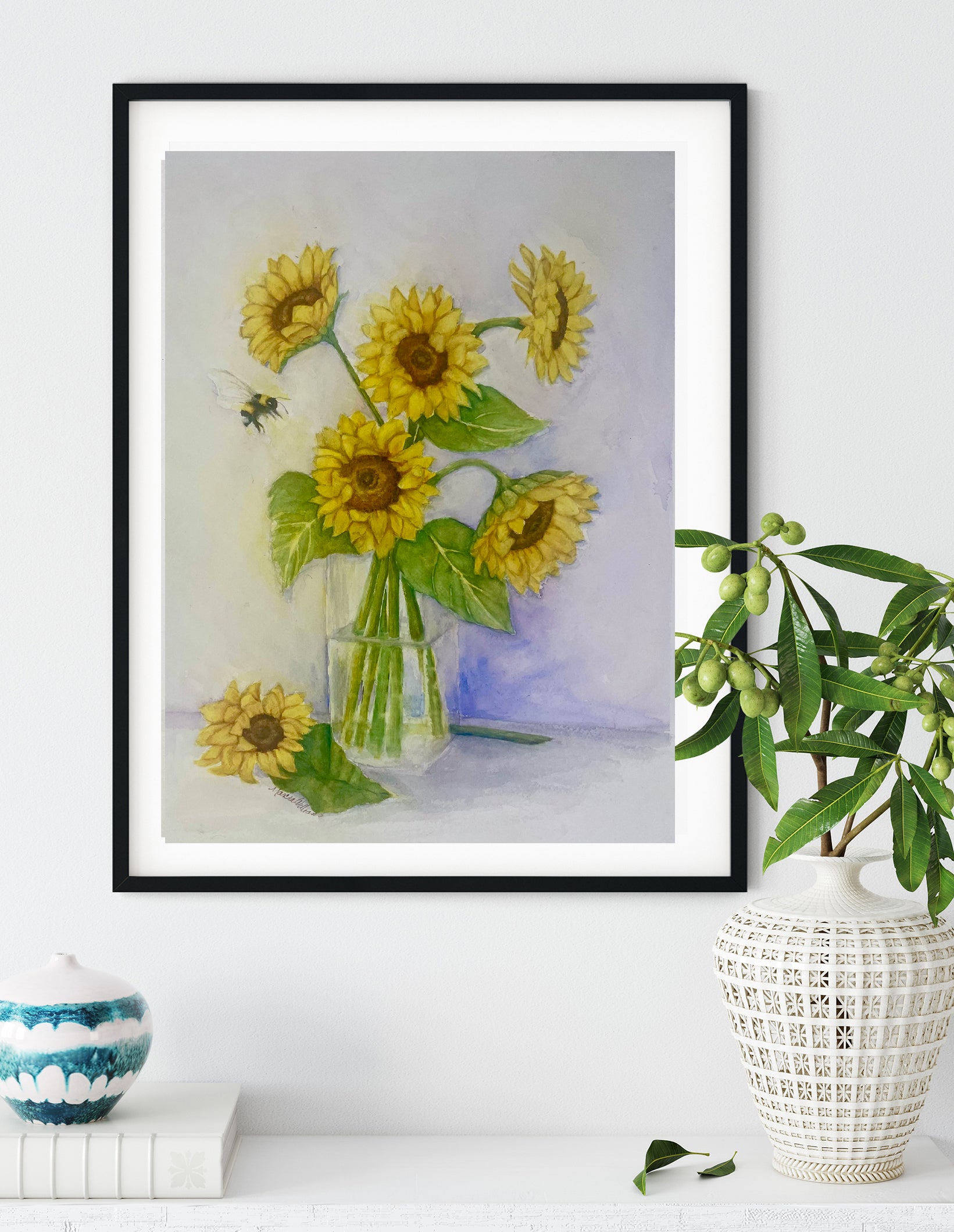 『Sunflower』絵画　水彩画 sunflower』 ＿私が泣いてる間もひまわりは美しく咲くから