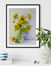 Bumblebee and Yellow Sunflowers 11x14 Watercolor Painting