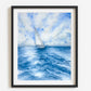 Blue Serenity at Sea, 12x16 Watercolor Sailboat Painting