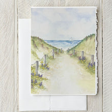 Load image into Gallery viewer, Flower Path to the Sea 8x10 Watercolor Painting and Cards

