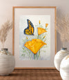 Brilliant California Monarch Butterfly and California Poppy  Prints and Cards