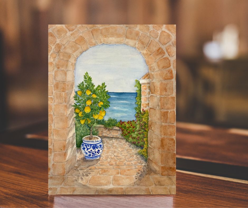 Archway to the Sea 16x20 Watercolor