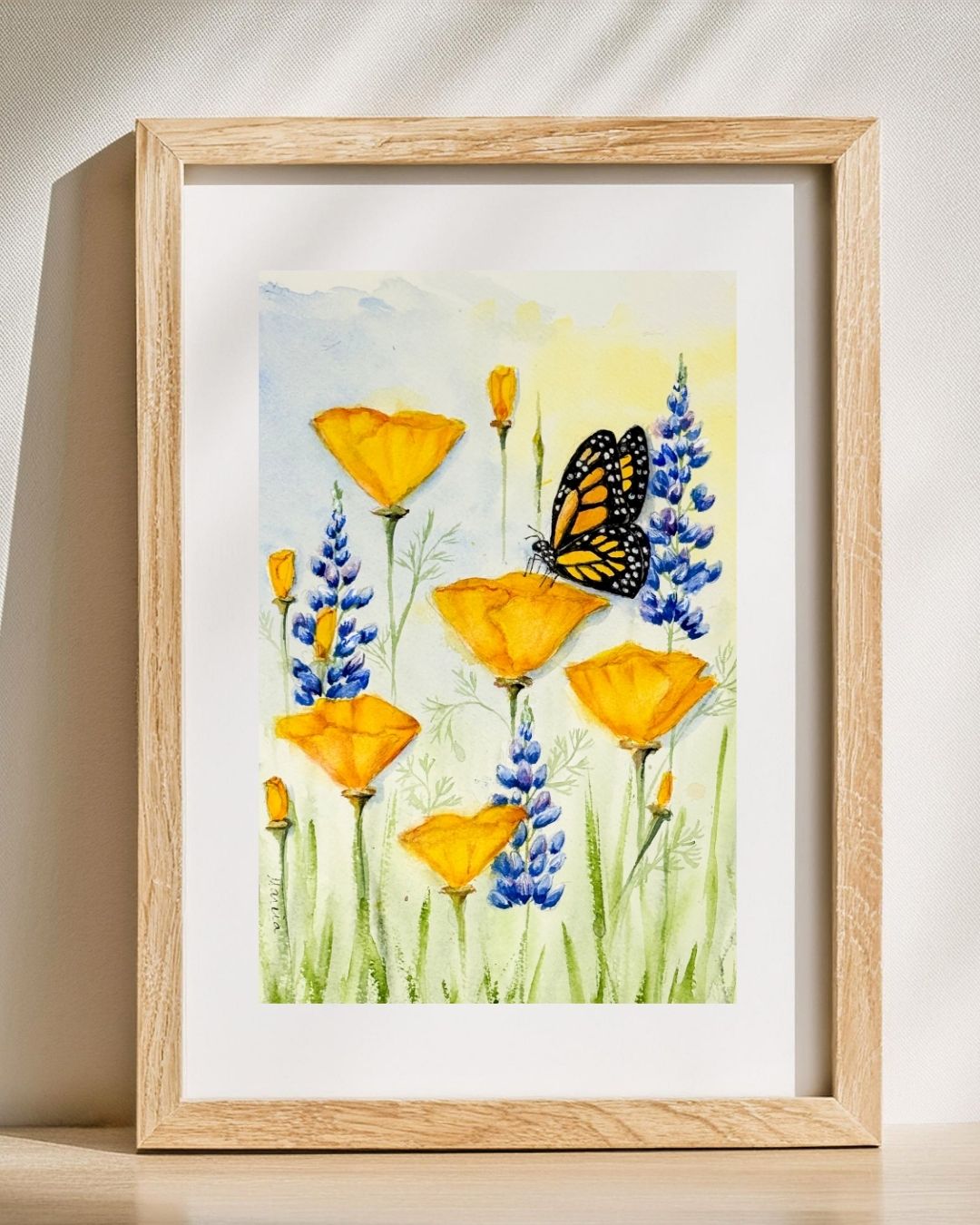 Monarch and Poppies Gyclee Prints