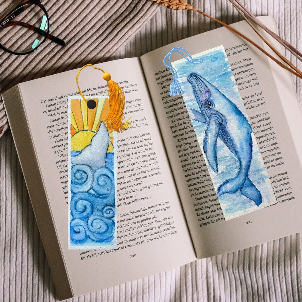 Whale Handpainted Bookmarks Set of 2
