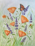 Monarch, Poppies, and Lupines