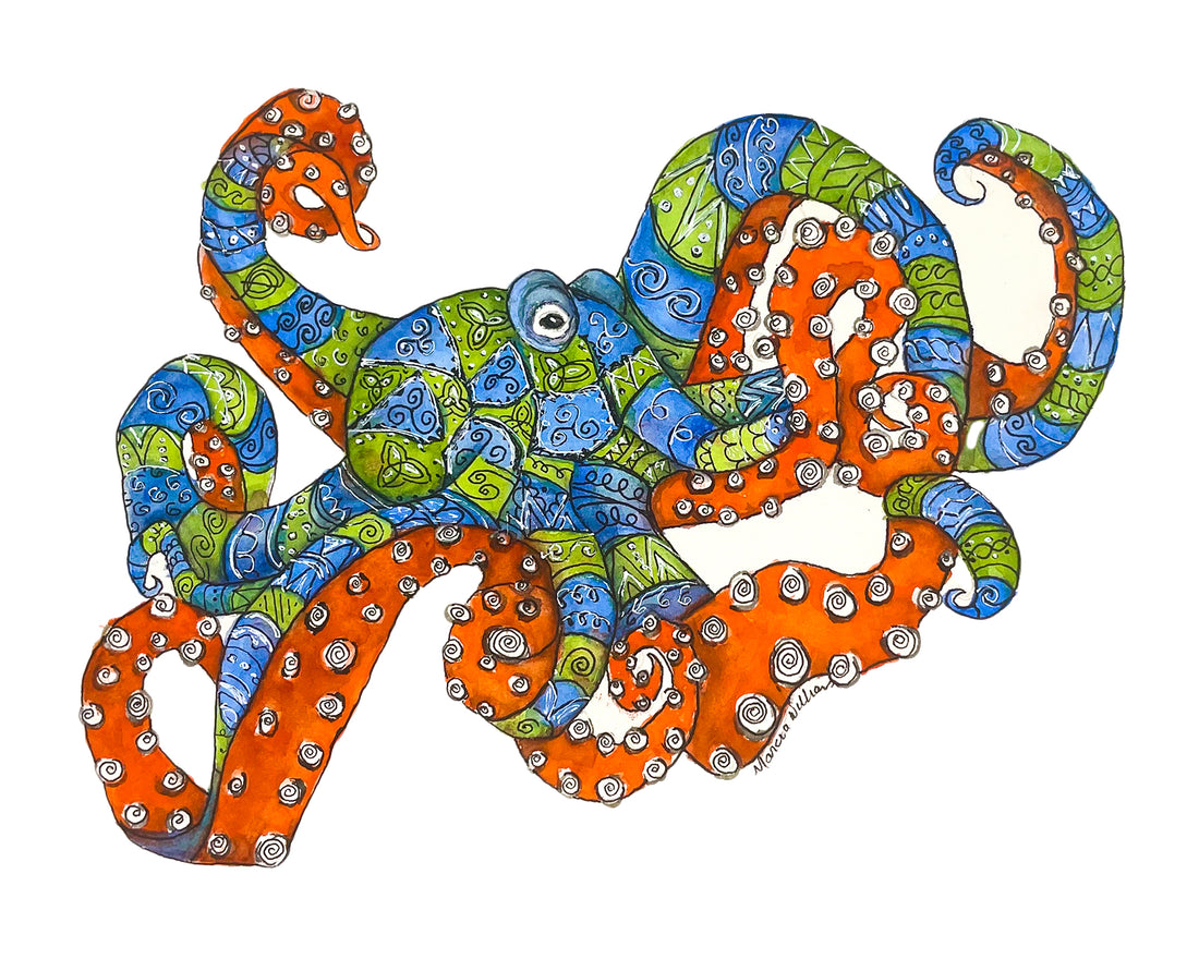 Celtic Octopus Watercolor Prints and Cards