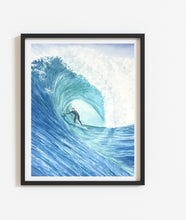Load image into Gallery viewer, Blue Surfer Watercolor Painting, Prints, and Cards
