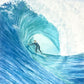 Blue Surfer Watercolor Painting, Prints, and Cards