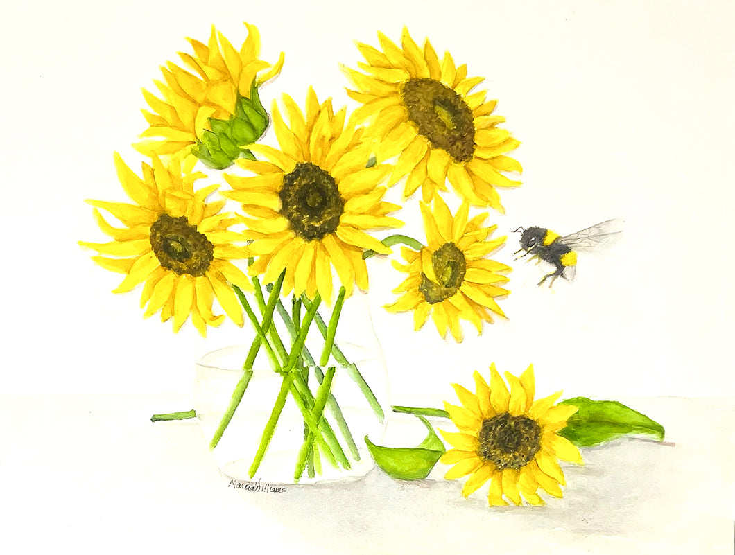 Sunflowers and Bee