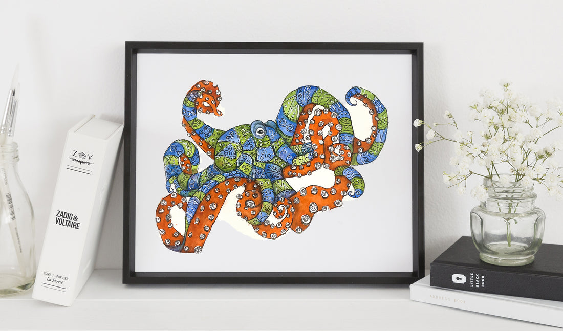 Celtic Octopus Watercolor Prints and Cards