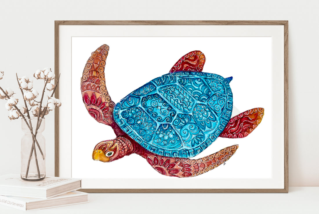 Embossed Sea Turtle Prints and Cards